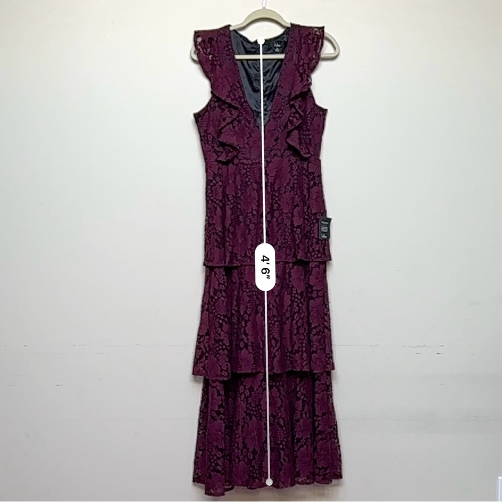 Lulu's Burgundy Lace Tiered Maxi Dress - Picture 14 of 14